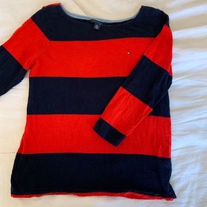 Tommy Hilfiger swoosh neck stripped quarter sleeve